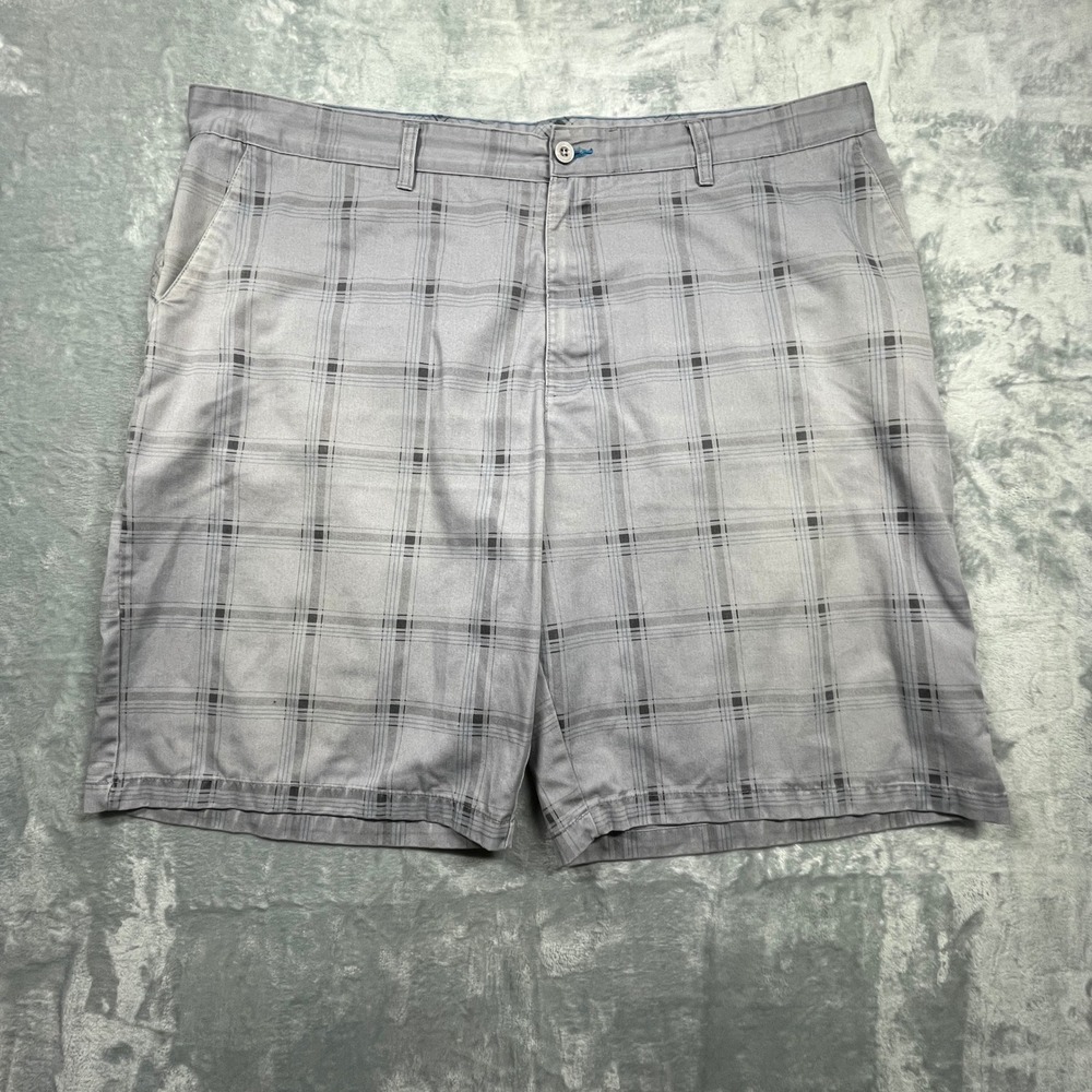 Burnside Plaid Shorts Mens 46 Light Grey Flat‎ Front Casual Summer
